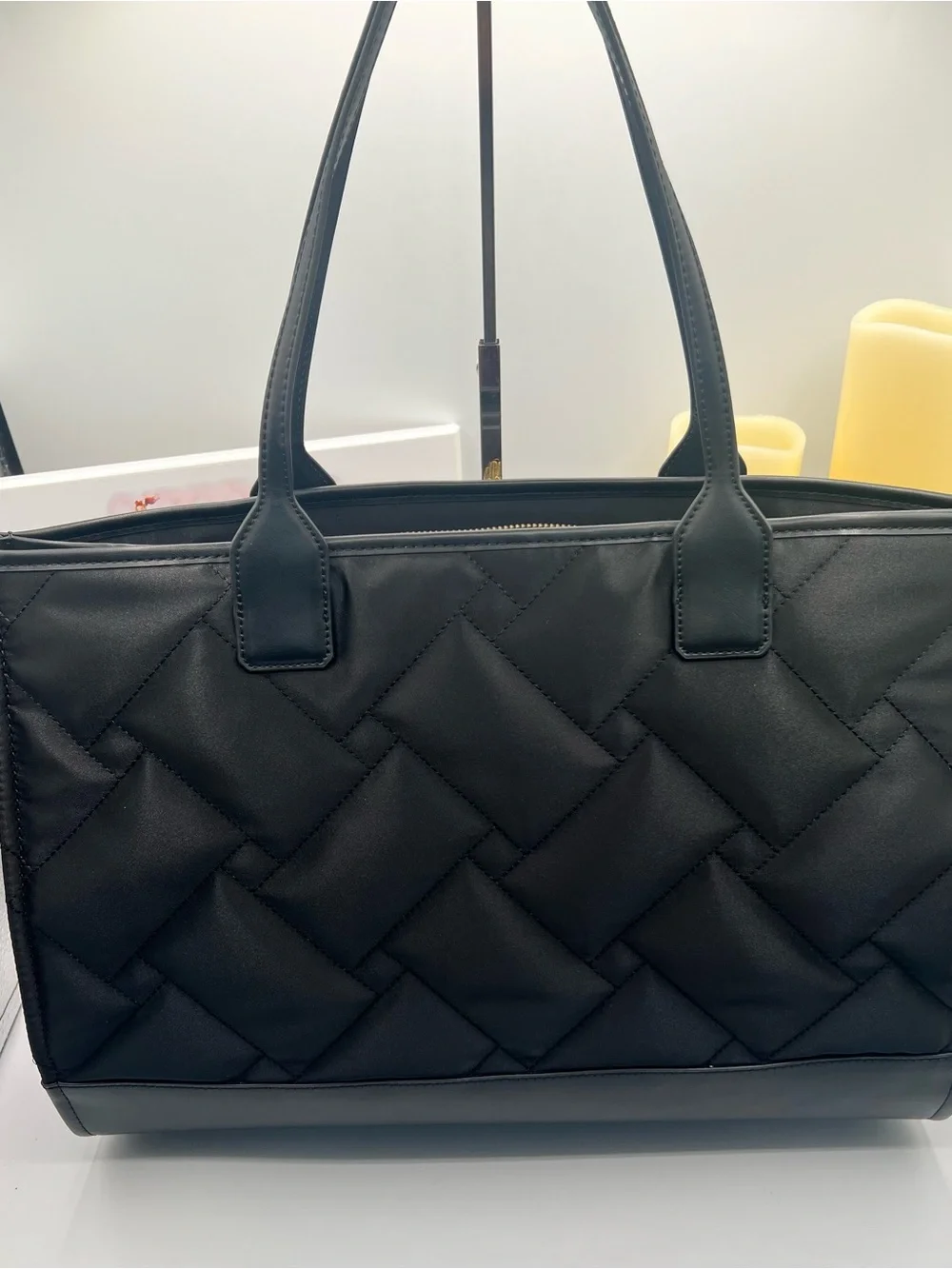 Kurt Geiger NWT Black Quilted Tote with Gold Emblem